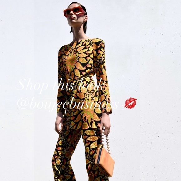 ZARA Printed Flared Pants + Mini Dress Coord Set - Picture 1 of 7